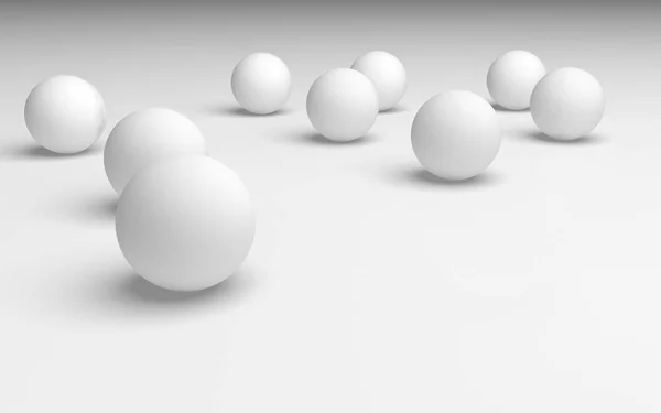 Witte abstracte achtergrond. Set witte ballen geïsoleerd op witte achtergrond. 3D illustratie — Stockfoto