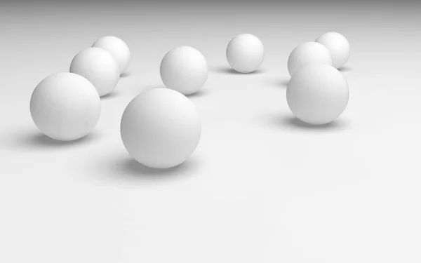 Witte abstracte achtergrond. Set witte ballen geïsoleerd op witte achtergrond. 3D illustratie — Stockfoto