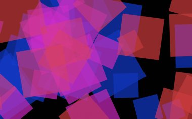 Koyu arka plan üzerinde çok renkli yarı saydam kareler. Pembe tonları. 3d illüstrasyon