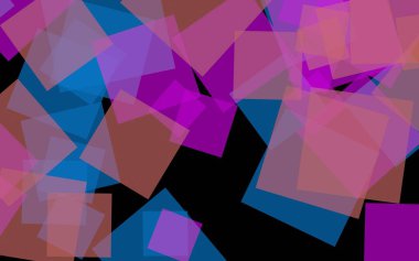 Koyu arka plan üzerinde çok renkli yarı saydam kareler. Pembe tonları. 3d illüstrasyon