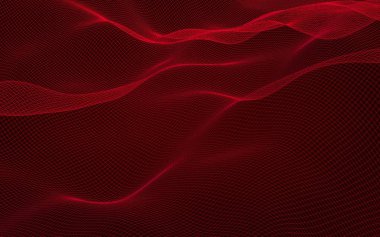 Kırmızı arka planda soyut manzara. Siber uzay şebekesi. merhaba teknoloji ağı. 3d illüstrasyon