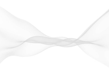 Beyaz soyut arka plan. Dalgalanan beyaz eşarp. Rüzgâr gibi esiyor. 3B illüstrasyon
