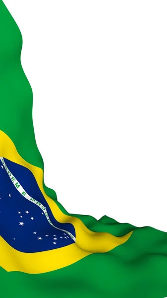 Waving flag of Brazil. Ordem e Progresso. Order and progress. Rio de Janeiro. South America. State symbol. 3d illustration — Stock Photo, Image