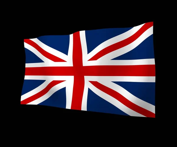 Acenando bandeira da Grã-Bretanha em fundo escuro. Bandeira britânica. Reino Unido da Grã-Bretanha e Irlanda do Norte. Símbolo estatal do Reino Unido. Ilustração 3D — Fotografia de Stock