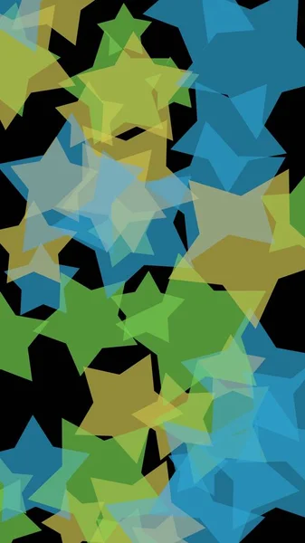 Multicolored translucent stars on a dark background. Vertical image orientation. 3D illustration — Stock Photo, Image