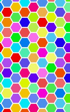 Petek çok renkli, çok renkli. Biyometrik geometri. 3d illüstrasyon