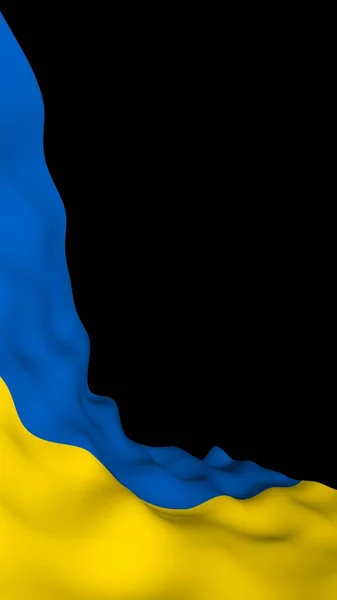 Le drapeau de l'Ukraine sur un fond sombre. Drapeau national et enseigne de l'État. Bicolore bleu et jaune. Illustration 3D agitant le drapeau — Photo