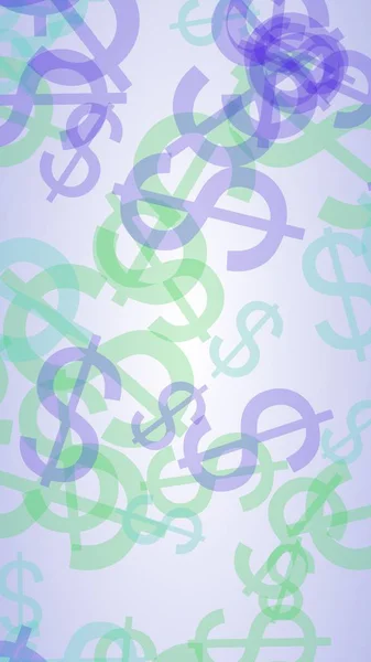 Flerfärgade genomskinliga dollartecken på vit bakgrund. 3D-illustration — Stockfoto