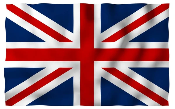Mengibarkan bendera Britania Raya. Bendera Inggris. Kerajaan Bersatu Inggris dan Irlandia Utara. Simbol negara bagian Inggris. Ilustrasi 3D — Stok Foto