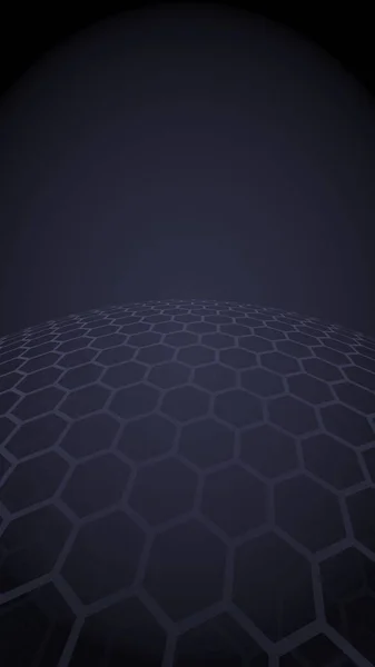 Többrétegű honeycombs gömb, sötét háttér szürke, szociális háló, számítógépes hálózat, technológia, globális hálózat. 3D-illusztráció — Stock Fotó
