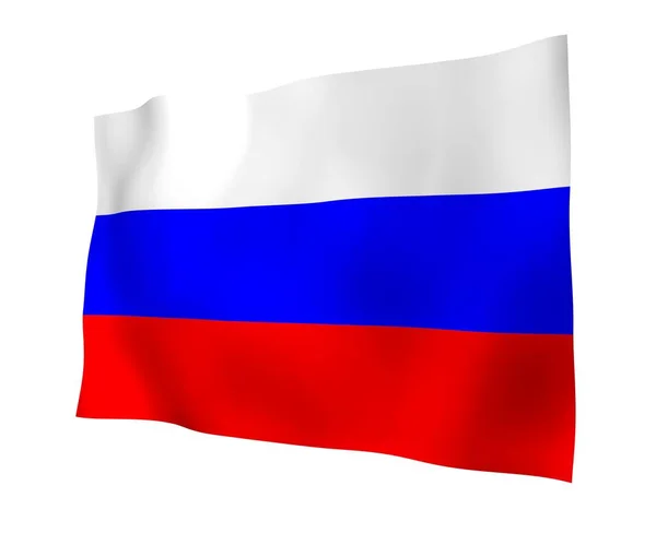 Zwaaiende vlag van de Russische Federatie. De nationale. Staat symbool van de Russische. 3D-illustratie — Stockfoto