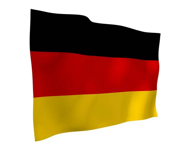 Tysklands flagga. Brett format 3D-illustration. Delstatssymbol för Förbundsrepubliken Tyskland. 3D-rendering — Stockfoto