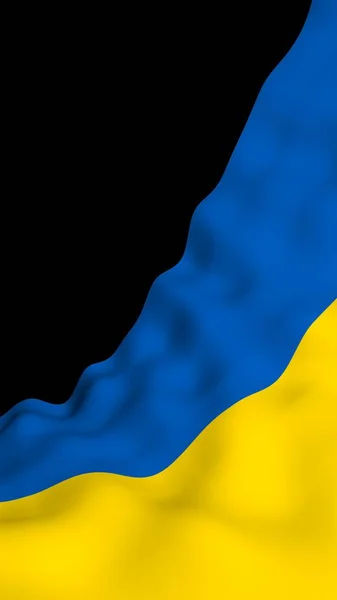 Ukrainas flagga på en mörk bakgrund. Nationella flaggan och staten Ensign. Blå och gul bicolour. 3D illustration viftande flagga — Stockfoto