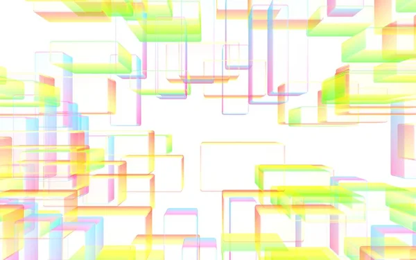 Colorido abstracto digital y tecnología de fondo. El patrón con rectángulos de repetición. Ilustración 3D — Foto de Stock