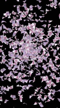 Uçan euro banknotlar karanlık bir arka plan üzerinde izole. Havada para uçuşuyor. 500 Euro renkli. 3d illüstrasyon