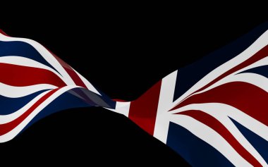 Büyük Britanya bayrağını sallıyor. İngiliz bayrağı. Büyük Britanya ve Kuzey İrlanda Birleşik Krallığı. Birleşik Krallık 'ın sembolü. 3B illüstrasyon