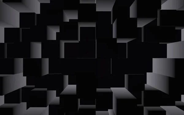 Abstracte donkere elegante kubus geometrische achtergrond. Chaotisch geavanceerde rechthoekige staven. 3D-rendering, 3D-illustratie — Stockfoto