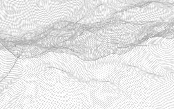 Abstrakte Landschaft auf weißem Hintergrund. Cyberspace-Gitter. hallo-Tech-Netzwerk. 3D-Illustration — Stockfoto