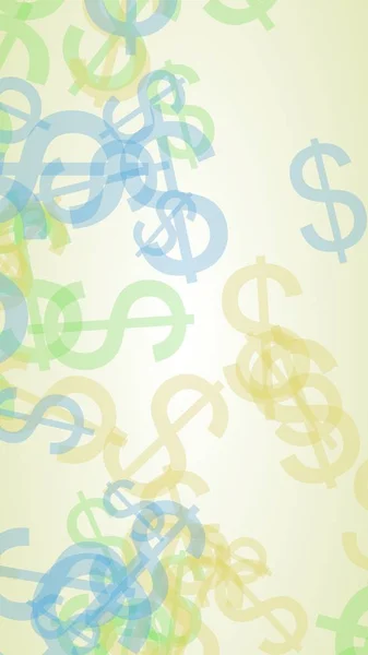 Mnohobarevné průsvitné dolarové značky na bílém pozadí. 3D ilustrace — Stock fotografie