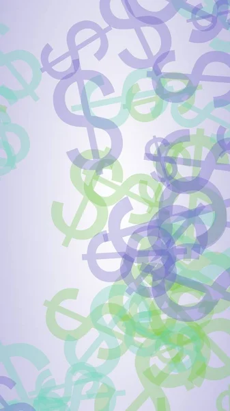 Πολύχρωμα ημιδιαφανή σύμβολα δολαρίου σε λευκό φόντο. 3D απεικόνιση — Φωτογραφία Αρχείου