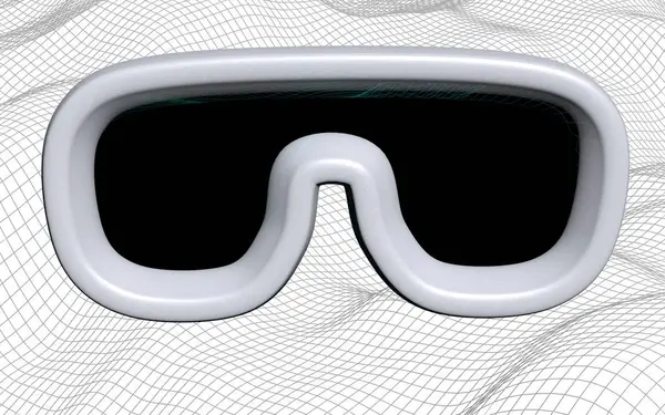 抽象的な灰色のグリッドの背景に仮想現実のイラスト。VRメガネのコンセプト。3Dイラスト — ストック写真