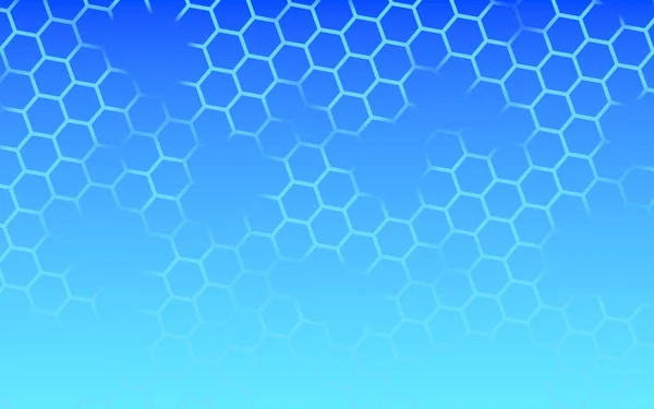Genomskinlig, med raster, Honeycomb på en gradient blå himmel bakgrund. Perspektivvy på polygon ser ut som Honeycomb. Isometrisk geometri. 3D-illustration — Stockfoto