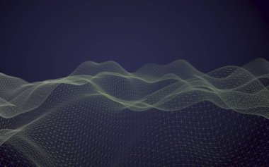 Soyut manzara arka plan. Siber uzay mor ızgarası. merhaba teknoloji ağı. 3d illüstrasyon