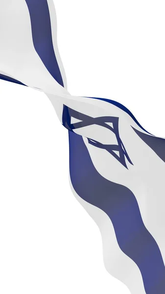 以色列的国旗。以色列国的国家象征。蓝星大卫的蓝星，介于白色田野上两条水平蓝色条纹之间3d说明 — 图库照片