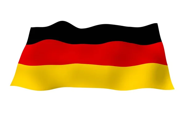 Németország zászlója. Széles formátum 3D illusztráció. A Németországi Szövetségi Köztársaság állami szimbóluma. 3D renderelés — Stock Fotó