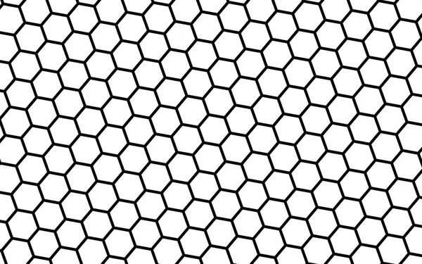 Beyaz arka planda siyah bal peteği. Çokgenin perspektif görüntüsü bal peteğine benziyor. İzometrik geometri. 3B illüstrasyon