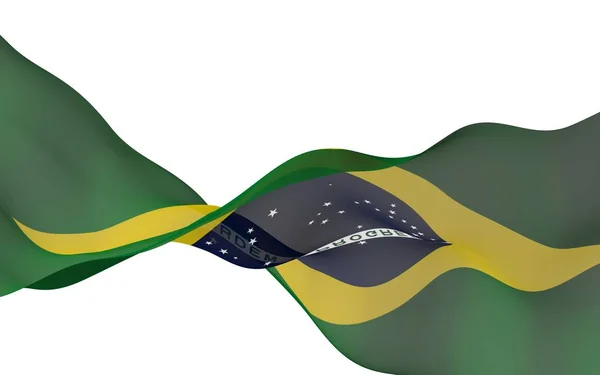 Waving flag of Brazil. Ordem e Progresso. Order and progress. Rio de Janeiro. South America. State symbol. 3d illustration — Stock Photo, Image