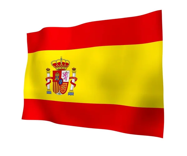 La bandera de España. Símbolo estatal oficial del Reino de España. Concepto: web, páginas deportivas, cursos de idiomas, viajes, elementos de diseño. ilustración 3d — Foto de Stock