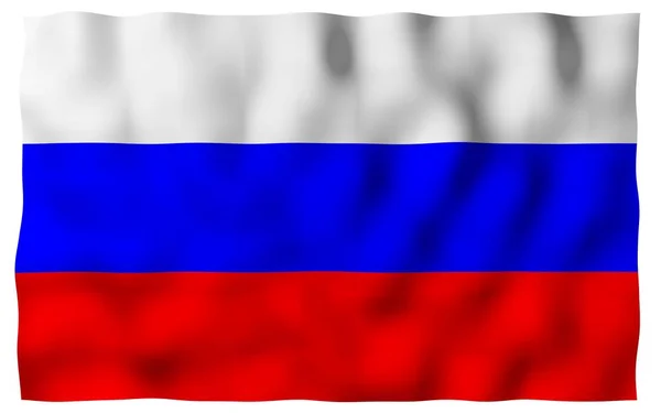 Zwaaiende vlag van de Russische Federatie. De nationale. Staat symbool van de Russische. 3D-illustratie — Stockfoto