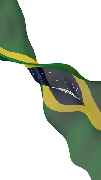 Integetett zászló, Brazília. Ordem e Progresso. Rendelés és a haladás. Rio de Janeiro. Dél-Amerikában. Állami szimbólum. 3D-s illusztráció — Stock Fotó