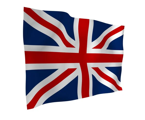 Ondeando la bandera de Gran Bretaña. Bandera británica. Reino Unido de Gran Bretaña e Irlanda del Norte. Símbolo estatal del Reino Unido. Ilustración 3D — Foto de Stock