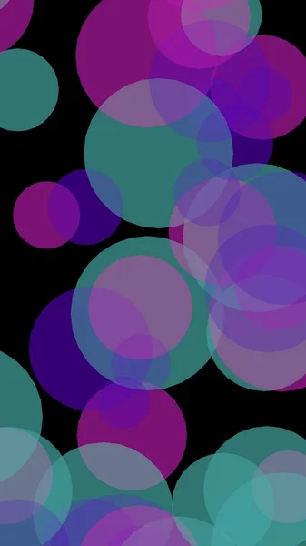 Mehrfarbige, durchscheinende Kreise auf dunklem Hintergrund. 3D-Illustration — Stockfoto
