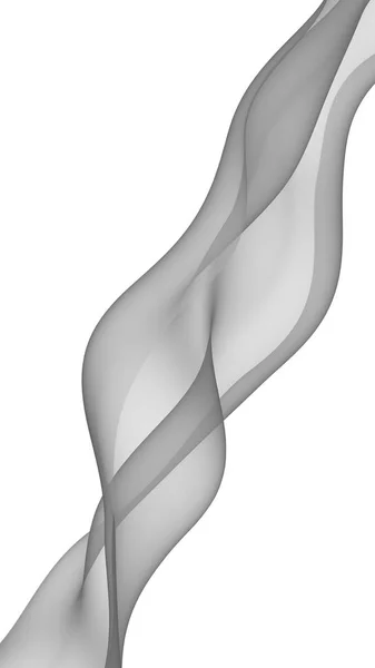 Абстрактная серая волна. Воздушный фон повышенный. Ярко-серая лента на белом фоне. Серый шарф. Абстрактный серый дым. 3D иллюстрация — стоковое фото