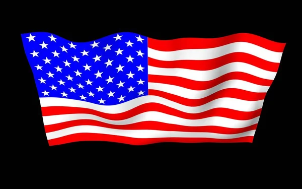 Flagge der Vereinigten Staaten von Amerika auf dunklem Hintergrund schwenkend. Stars and Stripes. Staatssymbol der USA. 3D-Illustration — Stockfoto