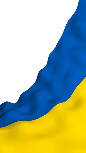 Le drapeau de l'Ukraine sur un fond blanc. Drapeau national et enseigne de l'État. Bicolore bleu et jaune. Illustration 3D agitant le drapeau — Photo