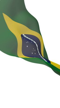 Brezilya bayrağı sallayarak. Ordem e Progresso. Sipariş ve ilerleme. Rio de Janeiro. Güney Amerika. Devlet sembolü. 3D çizim