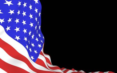 Amerika Birleşik Devletleri 'nin bayrağını sallıyor. Yıldızlar ve Çizgiler. ABD 'nin devlet sembolü. 3B illüstrasyon
