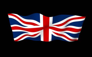 Büyük Britanya bayrağını sallıyor. İngiliz bayrağı. Büyük Britanya ve Kuzey İrlanda Birleşik Krallığı. Birleşik Krallık 'ın sembolü. 3B illüstrasyon