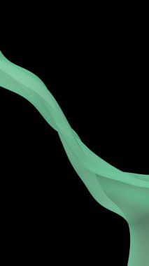 Yeşil renk atkı. Soyut yeşil dalga. Koyu arka plan üzerinde parlak yeşil şerit. Soyut yeşil renk duman. Raster hava arka planı. 3d illüstrasyon