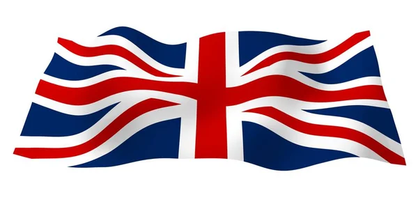 Κουνώντας τη σημαία της Μεγάλης Βρετανίας. Βρετανική σημαία. Ηνωμένο Βασίλειο της Μεγάλης Βρετανίας και Βορείου Ιρλανδίας. Κρατικό σύμβολο του Ηνωμένου Βασιλείου. 3D απεικόνιση — Φωτογραφία Αρχείου