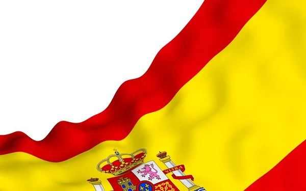 La bandiera di Spain. Simbolo ufficiale del Regno di Spagna. Concetto: web, pagine sportive, corsi di lingua, viaggi, elementi di design. Illustrazione 3d — Foto Stock