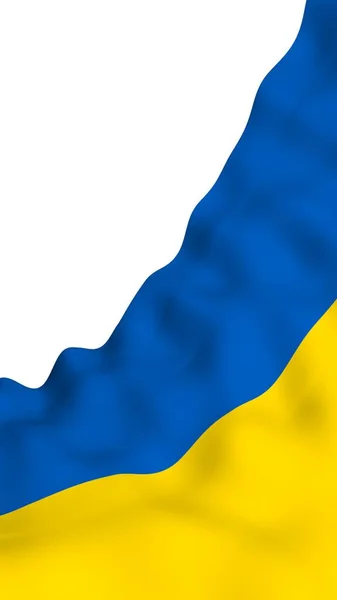 Die Flagge der Ukraine auf weißem Hintergrund. Nationalflagge und Staatsfahne. Blaue und gelbe Zweifarbigkeit. 3D-Illustration schwenkt Flagge — Stockfoto