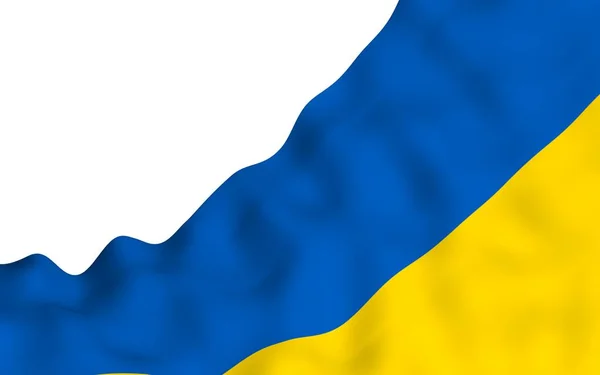 La bandiera di Ukraine su sfondo bianco. Bandiera nazionale e guardiamarina statale. Bicolore blu e giallo. Illustrazione 3D sventola bandiera — Foto Stock