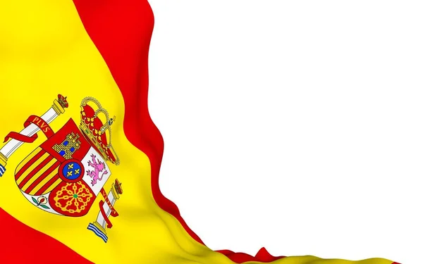 Spaniens flagga. Konungariket Spaniens officiella statssymbol. Begreppet: webb, sportsidor, språkkurser, resor, designelement. 3D-illustration — Stockfoto