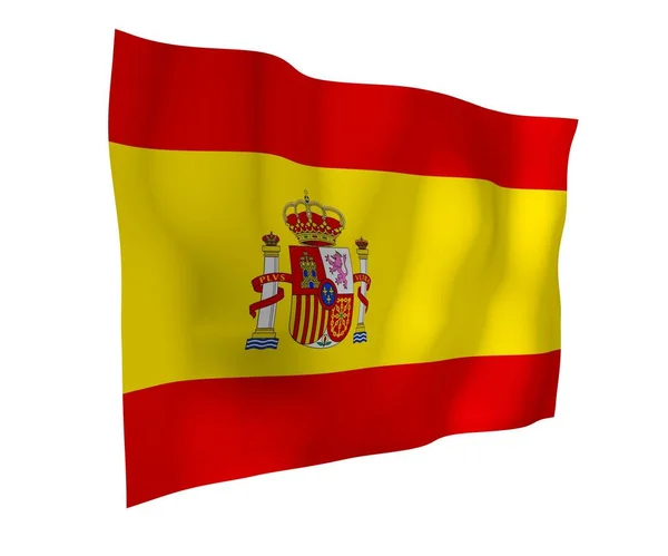 De vlag van Spanje. Officieel staatssymbool van het Koninkrijk Spanje. Onderwerp: web, sportpagina 's, taalcursussen, reizen, design elementen. 3d illustratie — Stockfoto