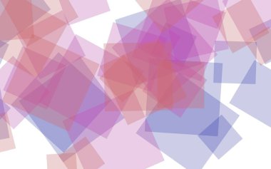 Beyaz arka plan üzerinde çok renkli yarı saydam kareler. Kırmızı tonları. 3d illüstrasyon